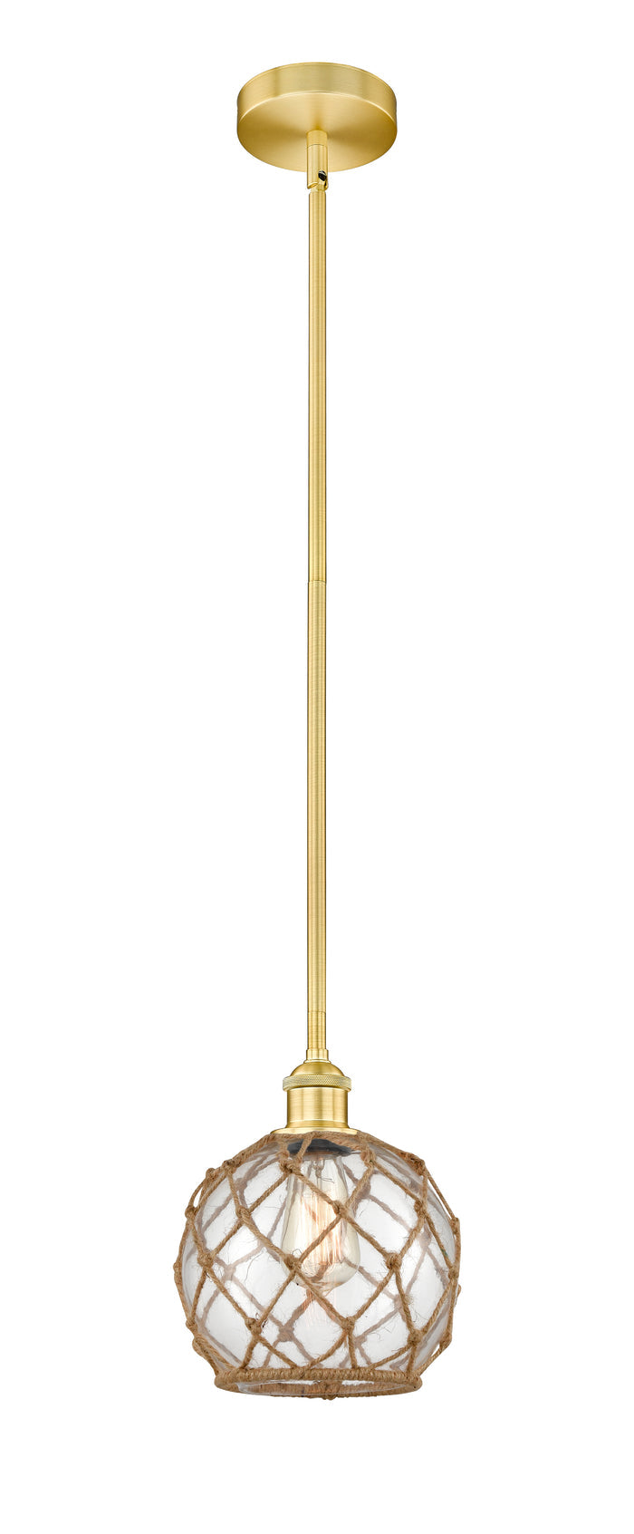 Satin Gold / Clear Glass with Brown Rope