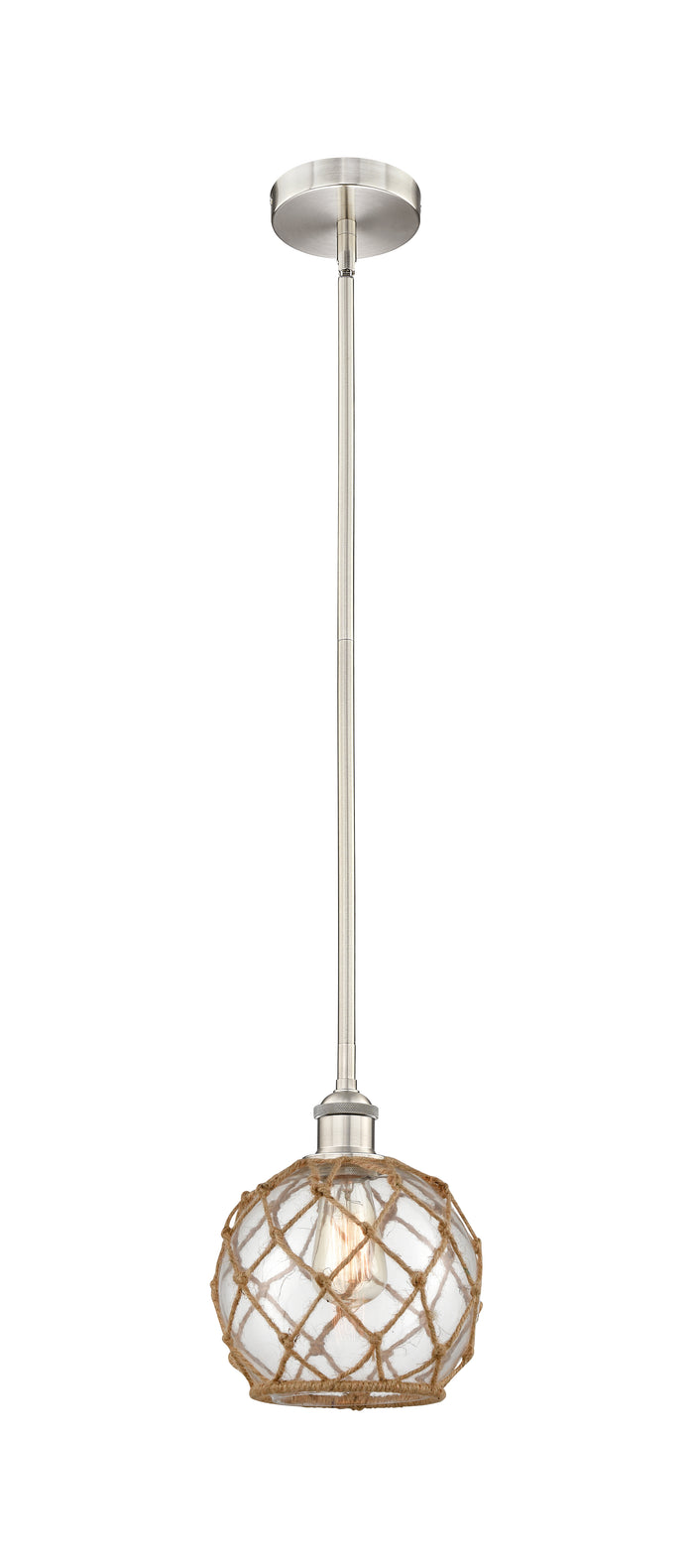 Brushed Satin Nickel / Clear Glass with Brown Rope