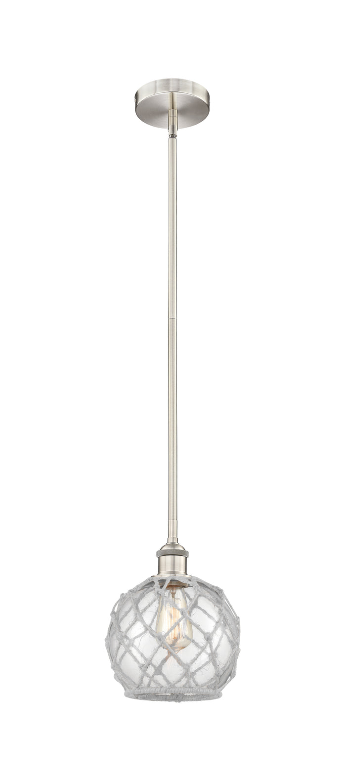 Brushed Satin Nickel / Clear Glass with White Rope