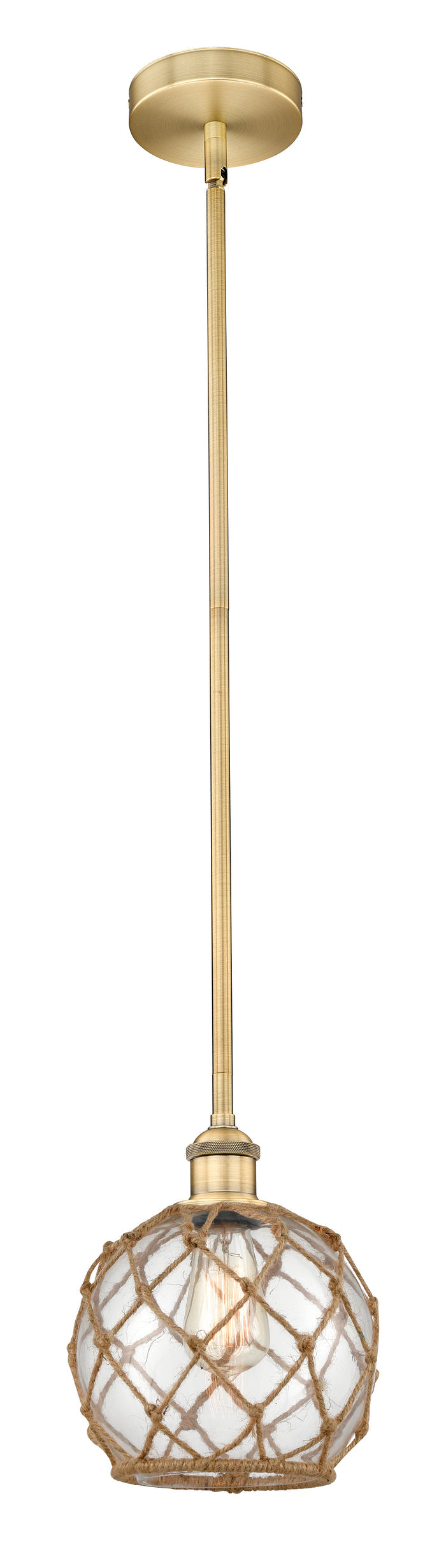 Brushed Brass / Clear Glass with Brown Rope