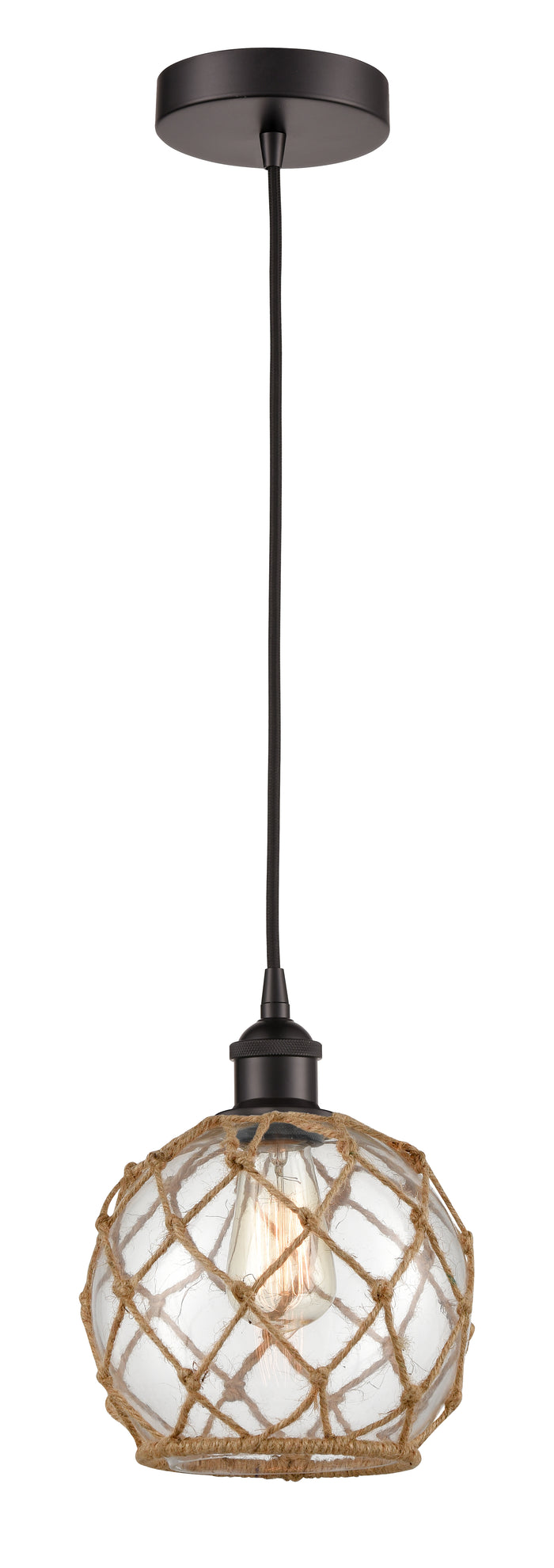 Oil Rubbed Bronze / Clear Glass with Brown Rope