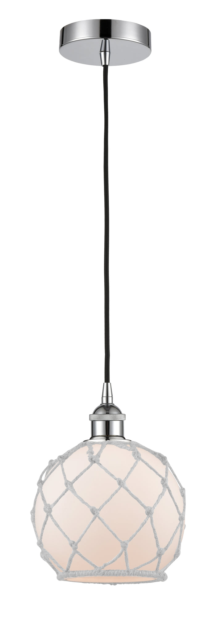 Polished Chrome / White Glass with White Rope