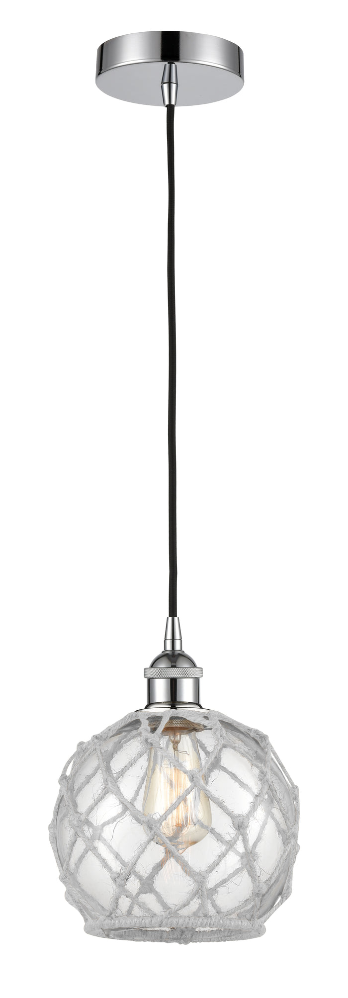 Polished Chrome / Clear Glass with White Rope