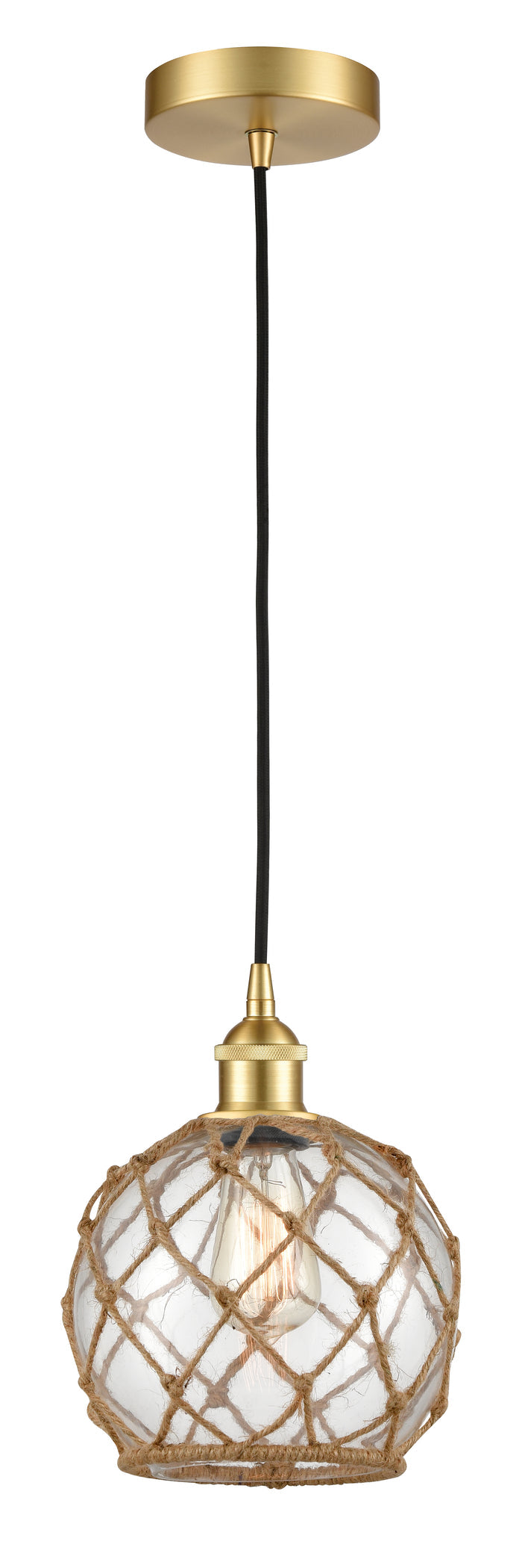 Satin Gold / Clear Glass with Brown Rope