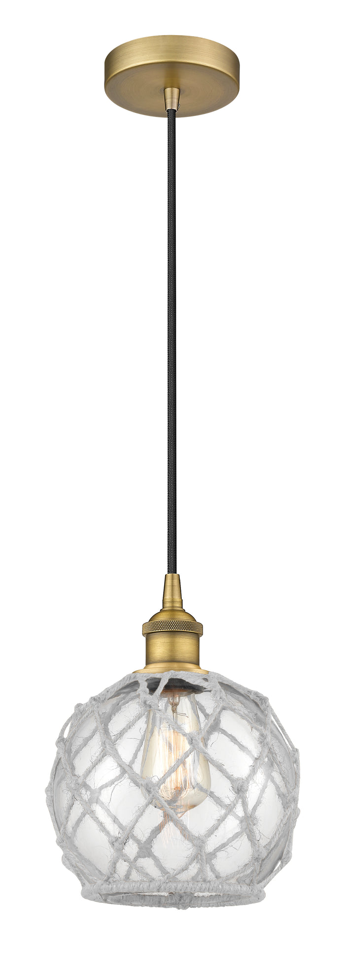 Brushed Brass / Clear Glass with White Rope