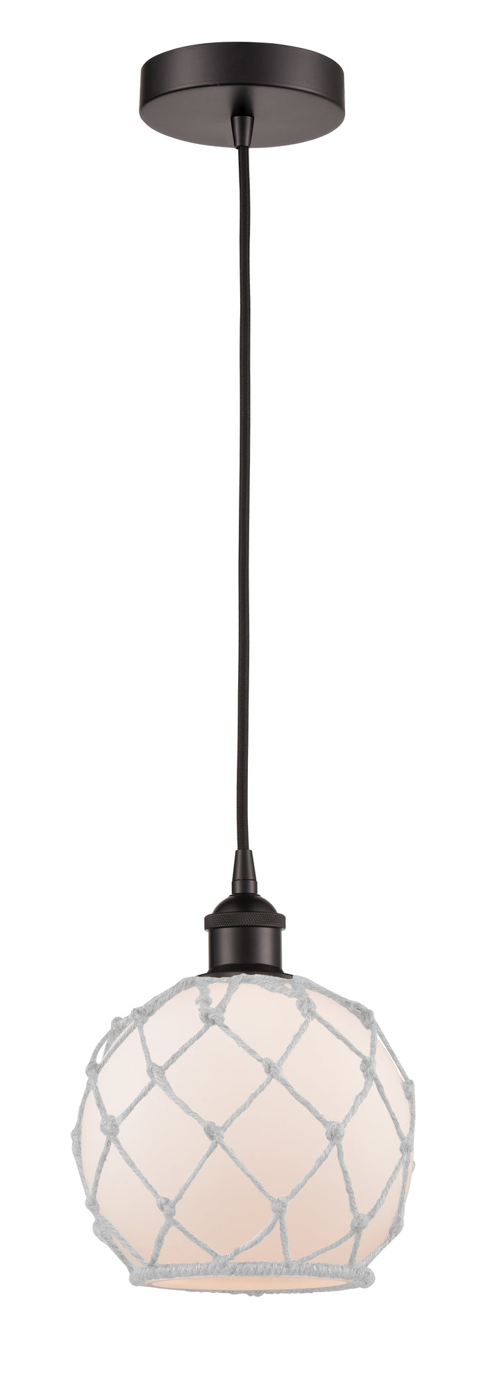 Oil Rubbed Bronze / White Glass with White Rope