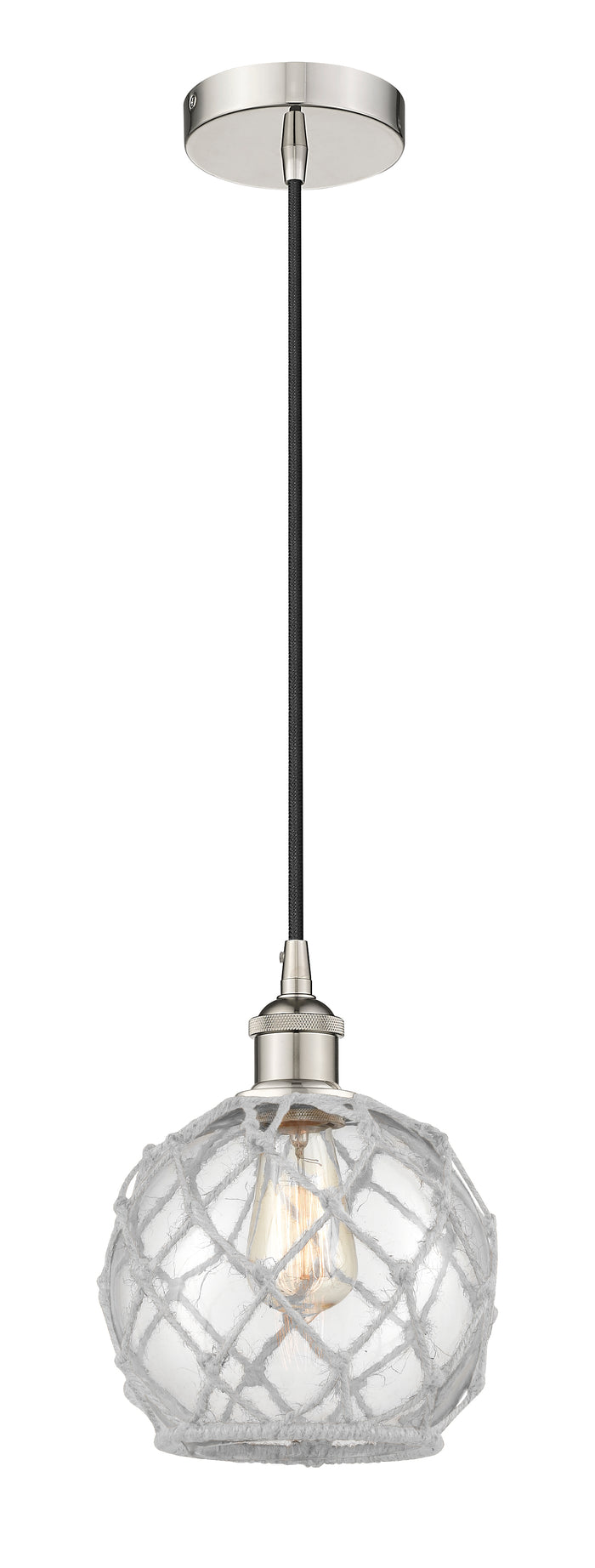 Polished Nickel / Clear Glass with White Rope