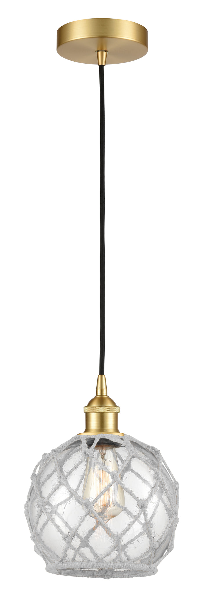 Satin Gold / Clear Glass with White Rope