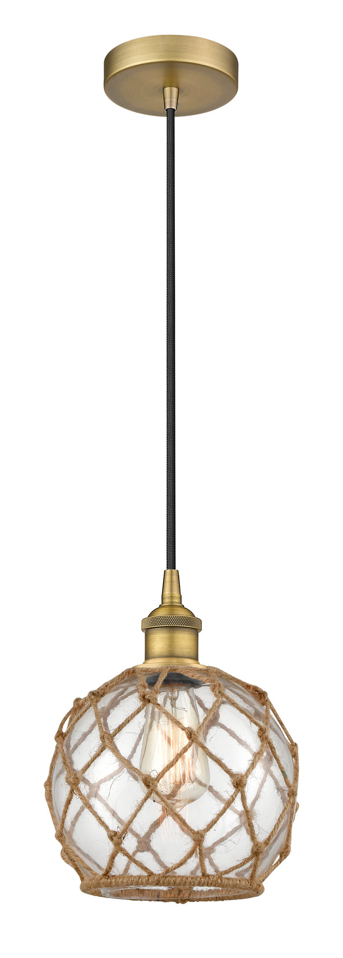 Brushed Brass / Clear Glass with Brown Rope