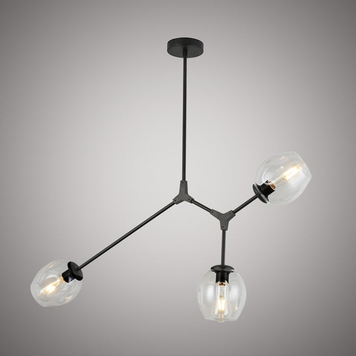 3 Lights Ellen 3-light Chandelier Matte Black  Dimmable 180W