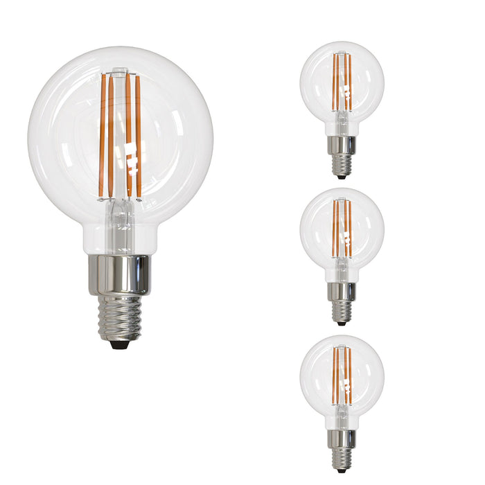 G16 4W Dimmable Clear Filament LED Light Bulb with E12 Base, 2700K, 350 Lumens, 4-Pack