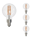 G16 4W Dimmable Clear Filament LED Light Bulb with E12 Base, 3000K, 350 Lumens, 4-Pack