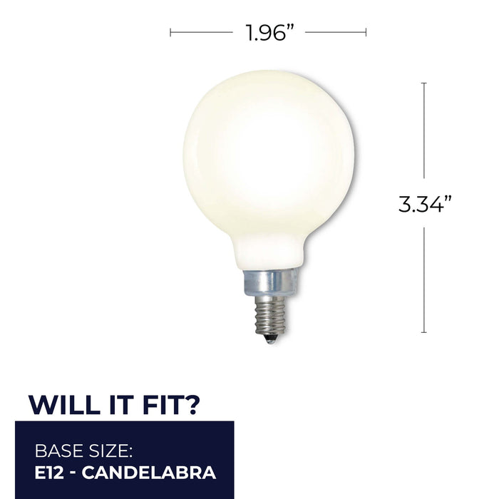 G16 4W Dimmable Milky Filament LED Light Bulb with E12 Base, 2700K, 300 Lumens, 3-Pack