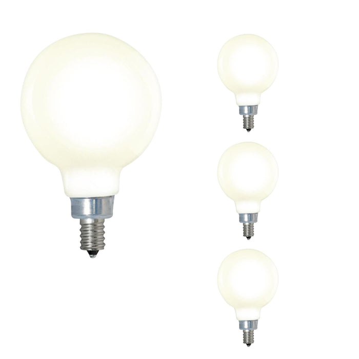 G16 4W Dimmable Milky Filament LED Light Bulb with E12 Base, 3000K, 360 Lumens, 4-Pack