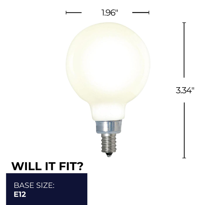 G16 4W Dimmable Milky Filament LED Light Bulb with E12 Base, 3000K, 360 Lumens, 4-Pack