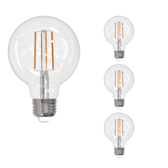 G25 13W Dimmable Clear Filament LED Light Bulb with E26 Base, 2700K, 1400 Lumens, 4-Pack
