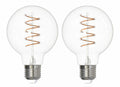 G25 4.5W Dimmable Clear Filament LED Light Bulb with E26 Base, 2100K, 350 Lumens, 2-Pack