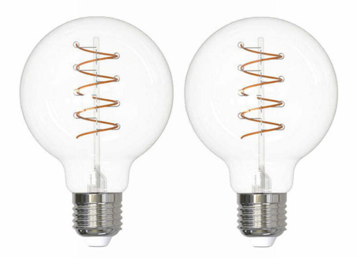 G25 4.5W Dimmable Clear Filament LED Light Bulb with E26 Base, 2100K, 350 Lumens, 2-Pack