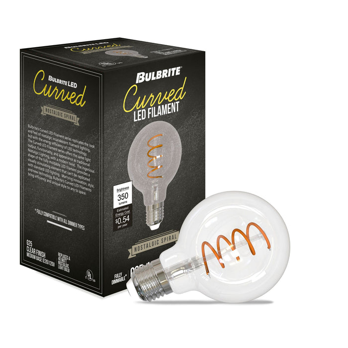 G25 4.5W Dimmable Clear Filament LED Light Bulb with E26 Base, 2100K, 350 Lumens, 2-Pack