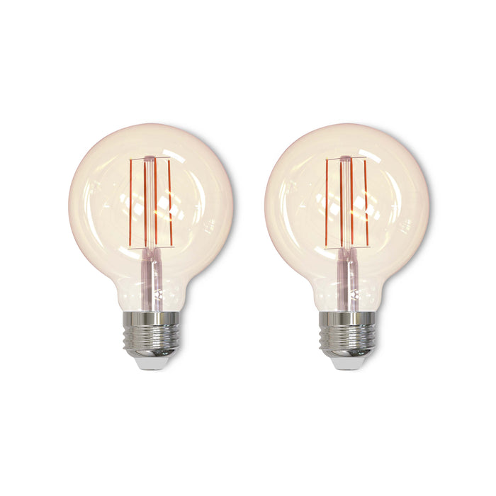 G25 5W Dimmable Antique Filament LED Light Bulb with E26 Base, 2200K, 450 Lumens, 2-Pack