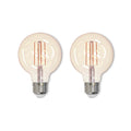 G25 5W Dimmable Antique Filament LED Light Bulb with E26 Base, 2200K, 450 Lumens, 2-Pack