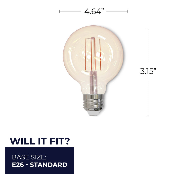 G25 5W Dimmable Antique Filament LED Light Bulb with E26 Base, 2200K, 450 Lumens, 2-Pack