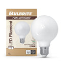 G25 5W Dimmable Milky Filament LED Light Bulb with E26 Base, 2700K, 500 Lumens, 4-Pack