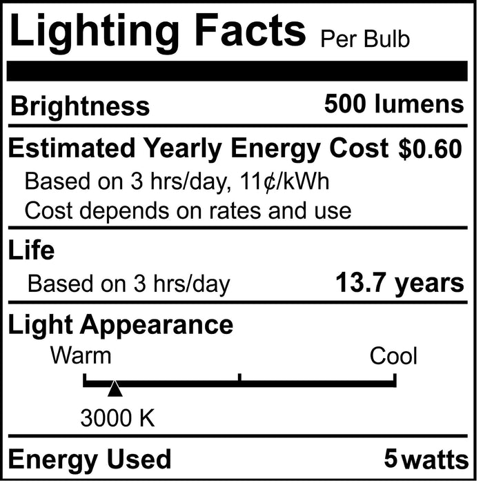 G25 5W Dimmable Milky Filament LED Light Bulb with E26 Base, 3000K, 500 Lumens, 4-Pack