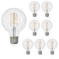 G25 7.6W Dimmable Clear Filament LED Light Bulb with E26 Base, 2700K, 800 Lumens, 8-Pack