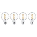 G25 7.6W Dimmable Clear Filament LED Light Bulb with E26 Base, 3000K, 800 Lumens, 4-Pack