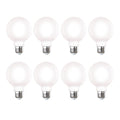 G25 7.6W Dimmable Milky Filament LED Light Bulb with E26 Base, 3000K, 800 Lumens, 8-Pack