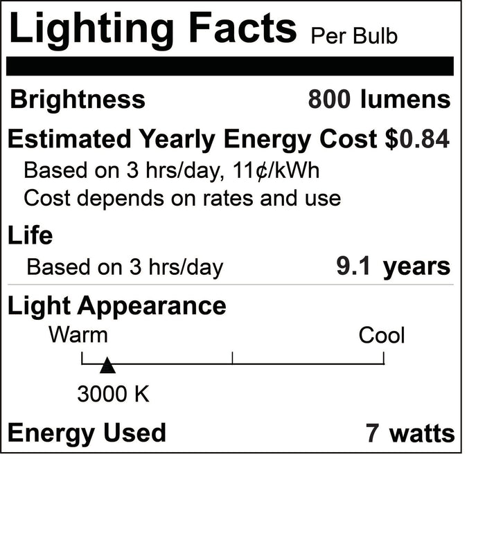G25 7W Dimmable Clear Filament LED Light Bulb with E26 Base, 3000K, 800 Lumens, 8-Pack