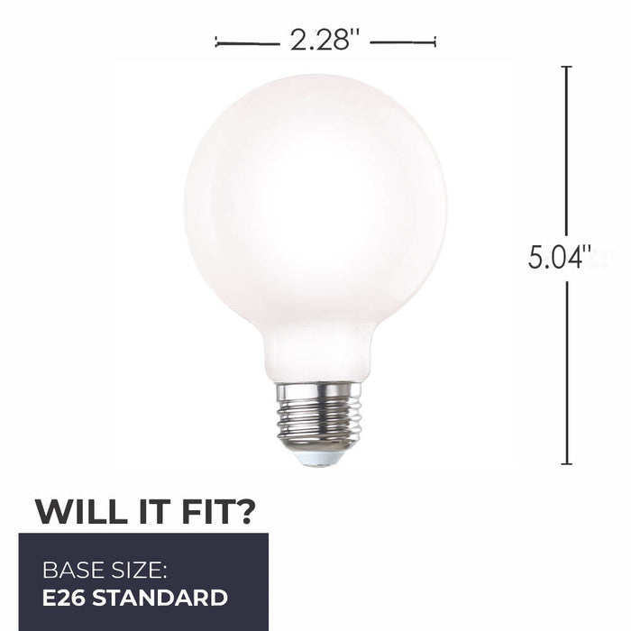 G25 7W Dimmable Milky Filament LED Light Bulb with E26 Base, 2700K, 800 Lumens, 8-Pack