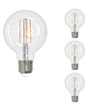 G25 8.5W Dimmable Clear Filament LED Light Bulb with E26 Base, 3000K, 800 Lumens, 4-Pack