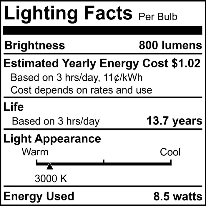 G25 8.5W Dimmable Clear Filament LED Light Bulb with E26 Base, 3000K, 800 Lumens, 4-Pack