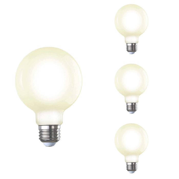 G25 8.5W Dimmable Milky Filament LED Light Bulb with E26 Base, 2700K, 800 Lumens, 4-Pack