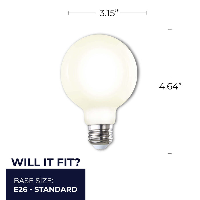 G25 8.5W Dimmable Milky Filament LED Light Bulb with E26 Base, 2700K, 800 Lumens, 4-Pack