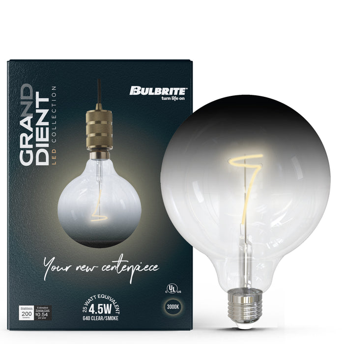 G40 4.5W Dimmable Clear/Smoke Filament LED Light Bulb with E26 Base, 3000K, 200 Lumens, 2-Pack