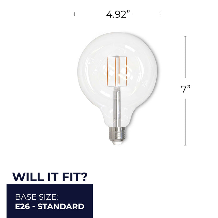 G40 8.5W Dimmable Clear Filament LED Light Bulb with E26 Base, 2700K, 800 Lumens, 2-Pack