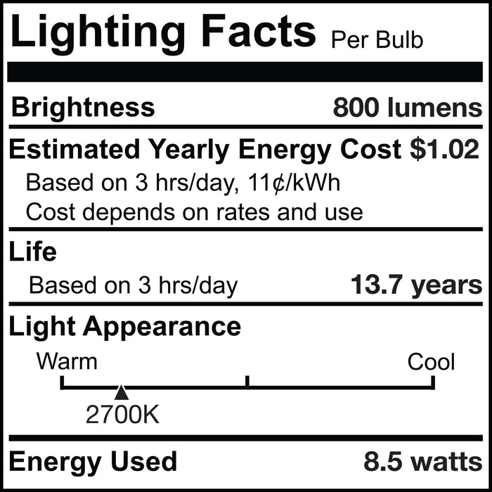 G40 8.5W Dimmable Clear Filament LED Light Bulb with E26 Base, 2700K, 800 Lumens, 2-Pack