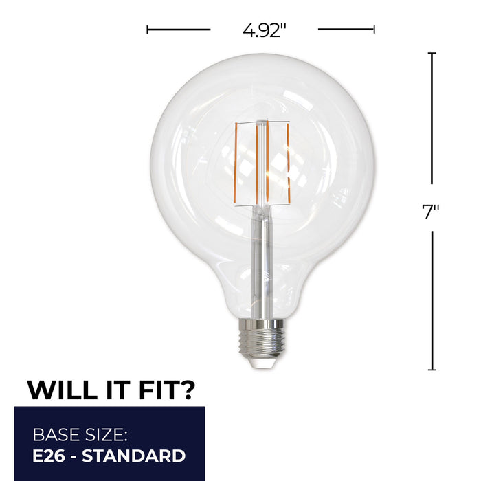 G40 8.5W Dimmable Clear Filament LED Light Bulb with E26 Base, 3000K, 800 Lumens, 2-Pack