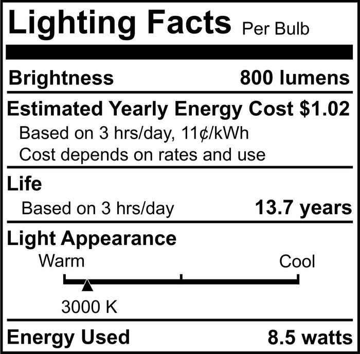 G40 8.5W Dimmable Clear Filament LED Light Bulb with E26 Base, 3000K, 800 Lumens, 2-Pack