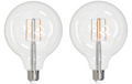 G40 8.5W Dimmable Clear Filament LED Light Bulb with E26 Base, 5000K, 800 Lumens, 2-Pack