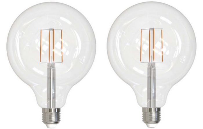 G40 8.5W Dimmable Clear Filament LED Light Bulb with E26 Base, 5000K, 800 Lumens, 2-Pack