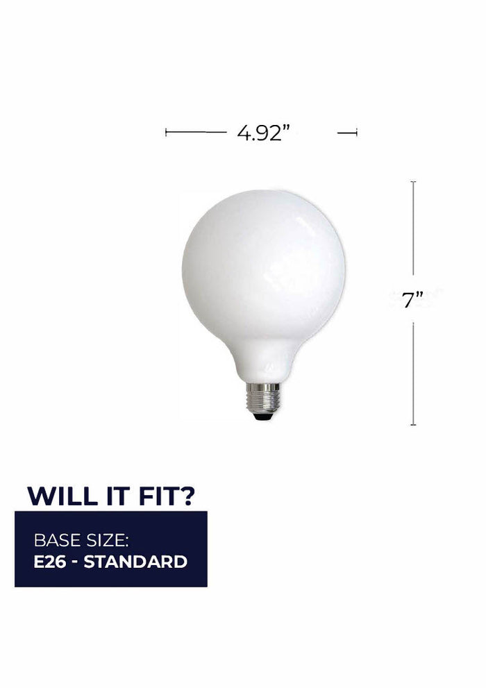 G40 8.5W Dimmable Milky Filament LED Light Bulb with E26 Base, 2700K, 800 Lumens, 2-Pack