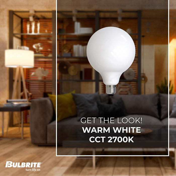 G40 8.5W Dimmable Milky Filament LED Light Bulb with E26 Base, 2700K, 800 Lumens, 4-Pack