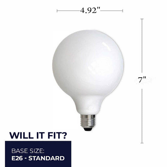 G40 8.5W Dimmable Milky Filament LED Light Bulb with E26 Base, 3000K, 800 Lumens, 4-Pack