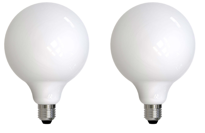 G40 8.5W Dimmable Milky Filament LED Light Bulb with E26 Base, 4000K, 800 Lumens, 2-Pack