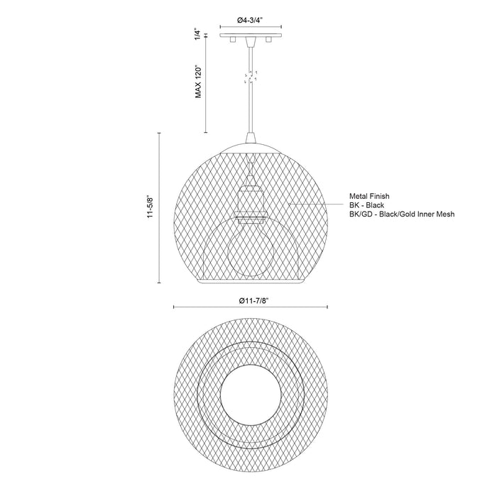 Gibraltar 12-in Steel Pendant
