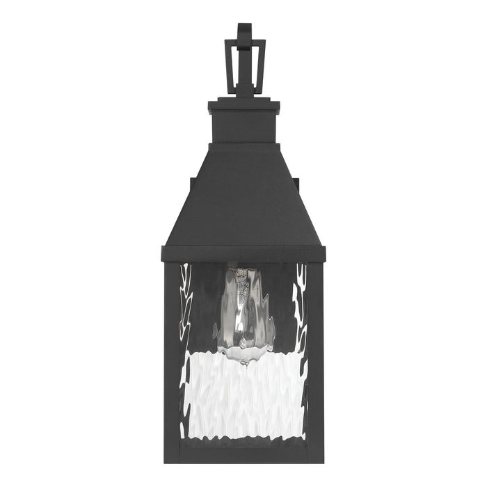 Glencrest 18-inch 1-light Textured Black Exterior Wall Sconce with Clear Water Glass